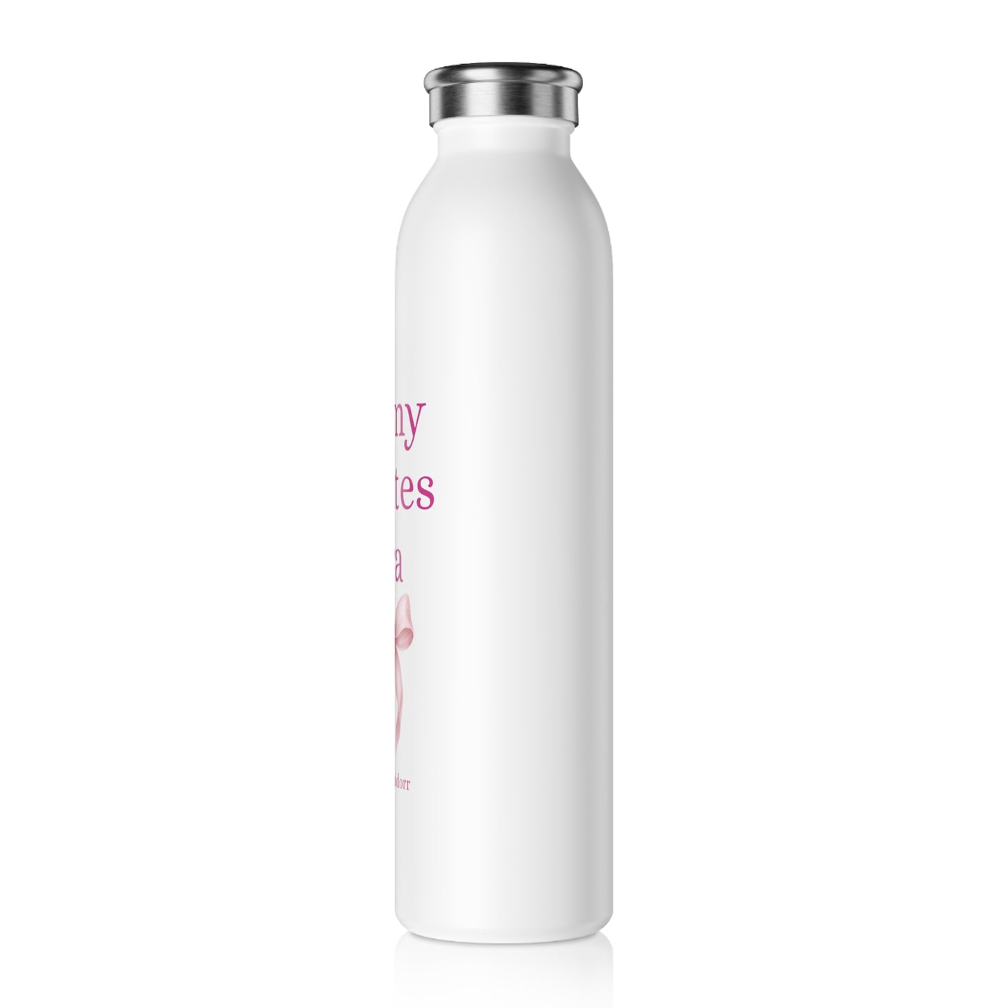 Slim Water Bottle — "In My Pilates Era" Pink Ribbon Motivational Bottle